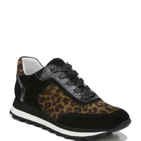 Veronica Beard Hartley Leopard Print Suede & Textured Leather Sneakers 9 - Picture 1 of 7
